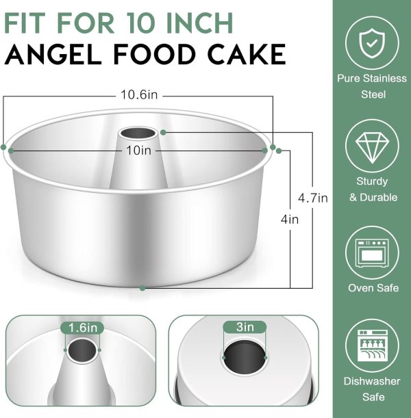 TeamFar Angel Food Cake Pan Stainless Steel Dishwasher Safe-1