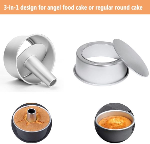 Bezall Angel Food Cake Pan Aluminum 3 in 1 Design Removable-2