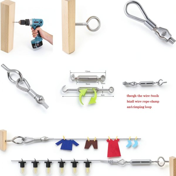 1/8 Turnbuckle Kit YaJing 30M & 50M Stainless Steel Wire Rope with-1