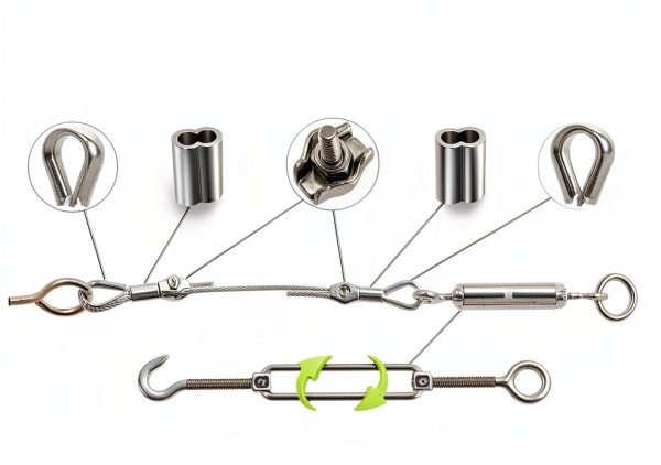 1/8 Turnbuckle Kit YaJing 30M & 50M Stainless Steel Wire Rope with-3