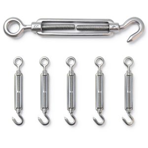 Muzata Stainless Steel Turnbuckle Hook Eye Tensioner 5 Pack Black-0