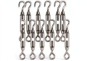 Hedume M4 Turnbuckle Hook and Eye Set 9pc Stainless Steel Silver-0
