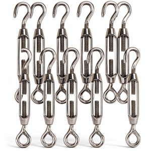 Hedume M4 Turnbuckle Hook and Eye Set 9pc Stainless Steel Silver-0