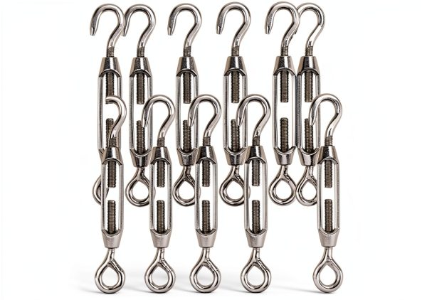 Hedume M4 Turnbuckle Hook and Eye Set 9pc Stainless Steel Silver-0