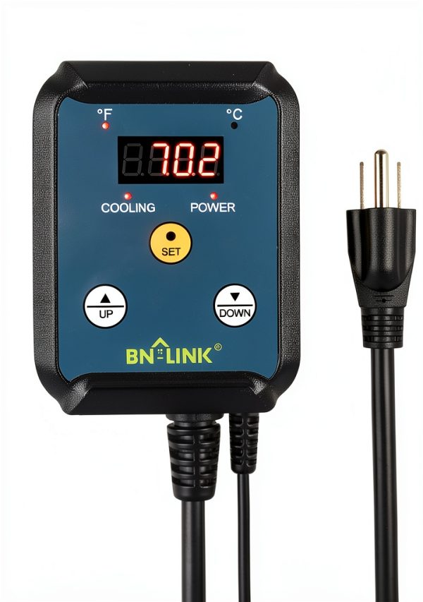 BN-LINK Digital Cooling Thermostat Controller, Temperature Controlled Outlet for Attic Fan, Exhaust Fan, Cooling Devices 40-108°F, 8.3A 1000W-0